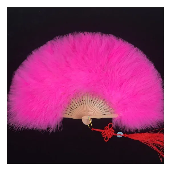 Pink marabou feather fan, workshop photo