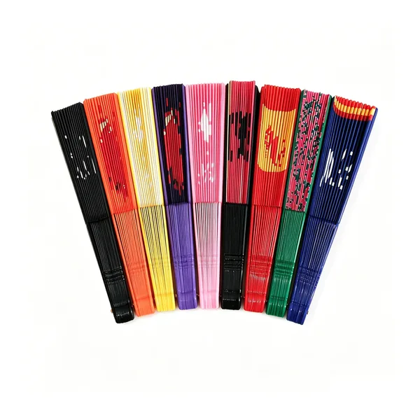 Custom black folding fan 16.5″, bamboo ribs, event size — stock design 5