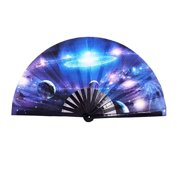 Custom large folding fan 33 cm, disco dots print — design 4