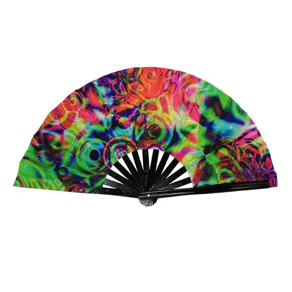 Custom large folding fan 33 cm, disco dots print — stock design 5