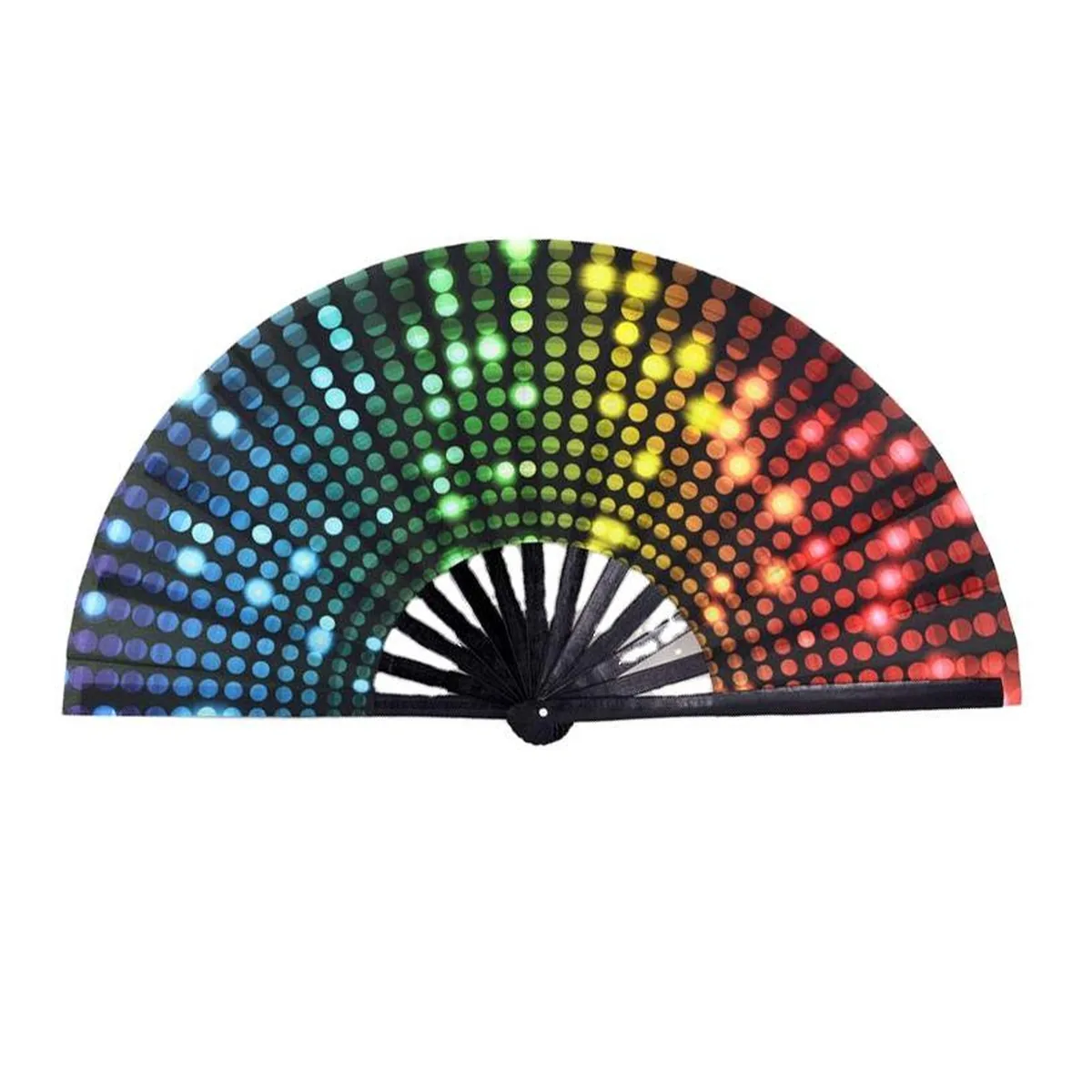 Custom large folding fan 33 cm, disco dots print — custom printed with a logo