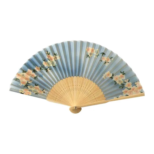 Custom printed bamboo folding fan, one-side fabric print — design 2