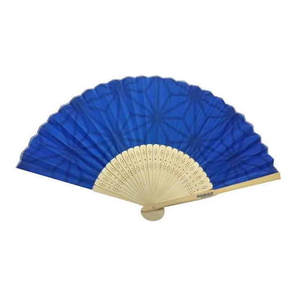 Custom printed bamboo folding fan, one-side fabric print — design 3