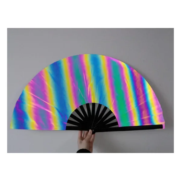 Custom reflective folding fan 33 cm, rainbow stripes