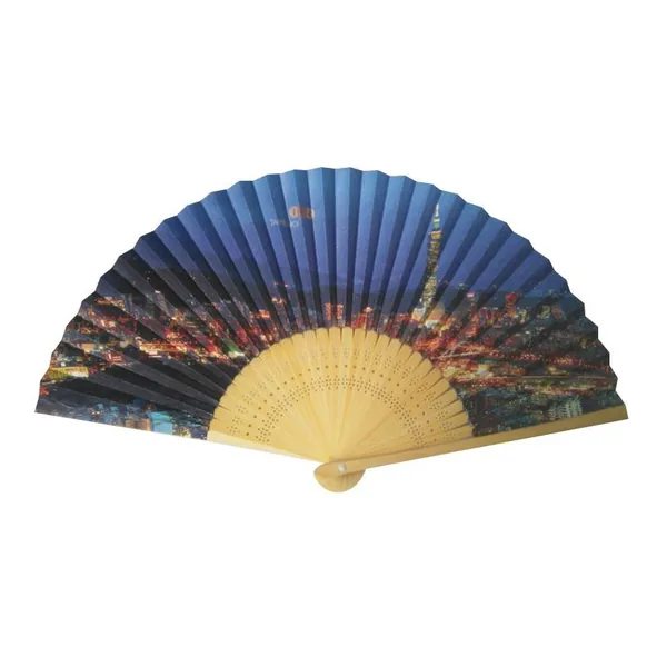 Custom paper folding fan, two-side print, bamboo ribs — design 2