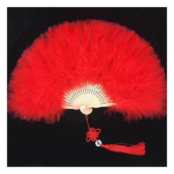 Custom feather folding fan, purple marabou — stock design 5