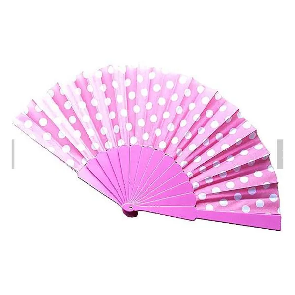Flamenco folding fan, red & black polka dots — design 3