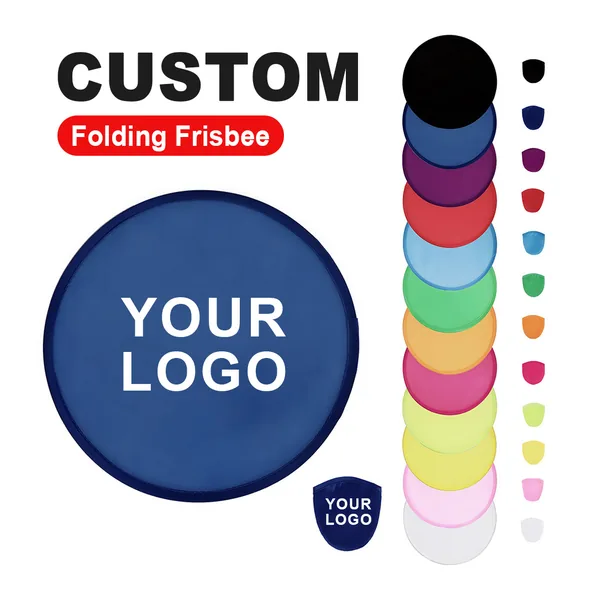 Custom folding frisbee fan, round nylon, pocket pouch