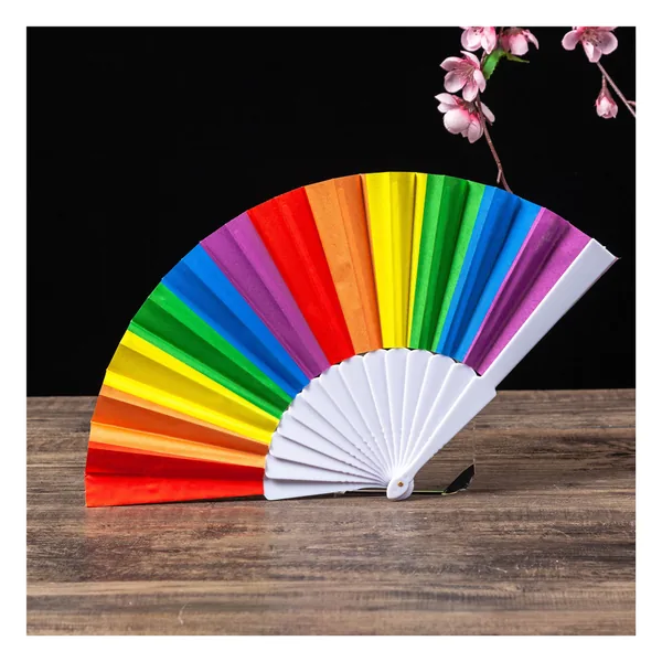 Custom plastic folding fan 23 cm, 12 solid colours — stock design 5