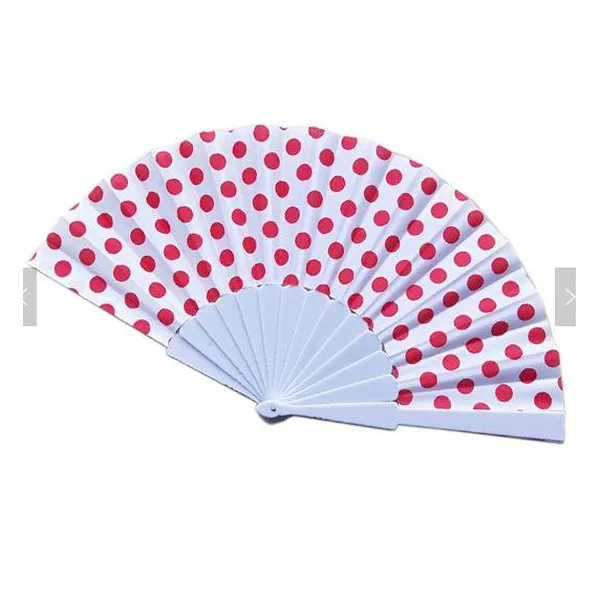 Rainbow folding fan, pride stripes, white ribs — design 3