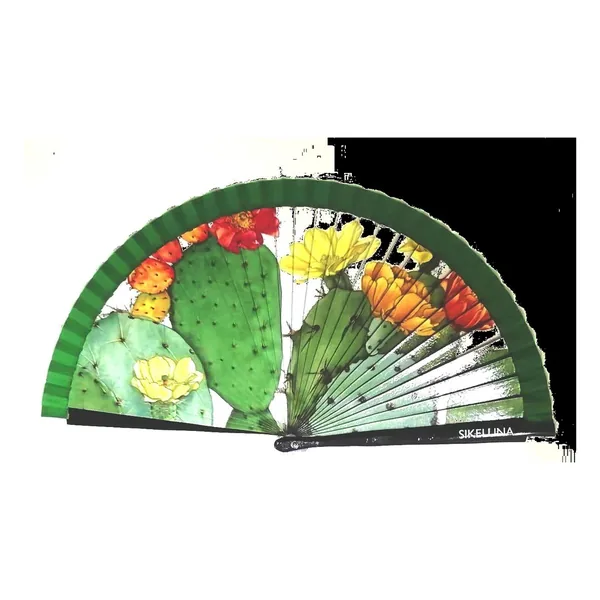 Custom printed wooden folding fan, full-scene artwork — design 2