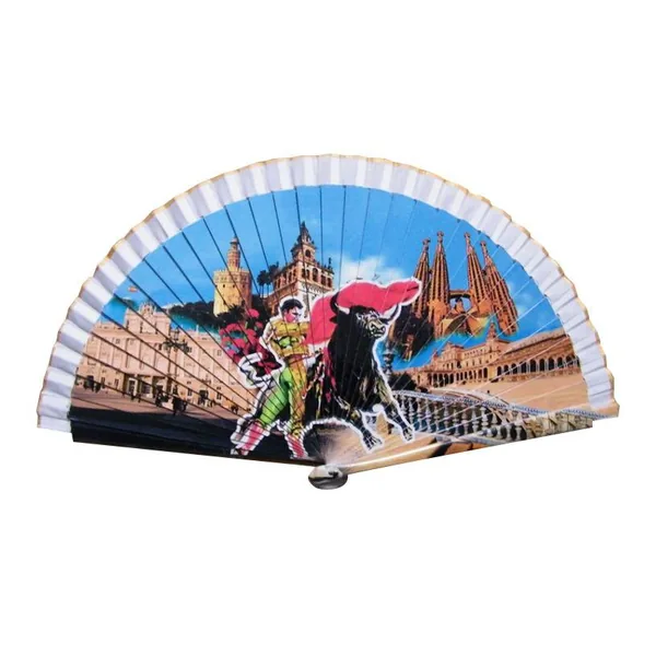 Custom printed wooden folding fan, full-scene artwork