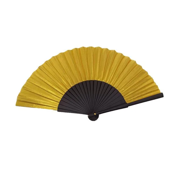 Rainbow wooden folding fan, black ribs — design 3