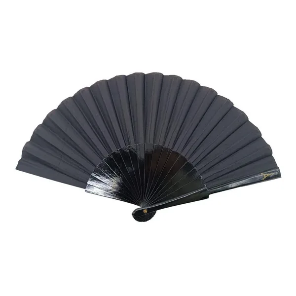Rainbow wooden folding fan, black ribs — design 4