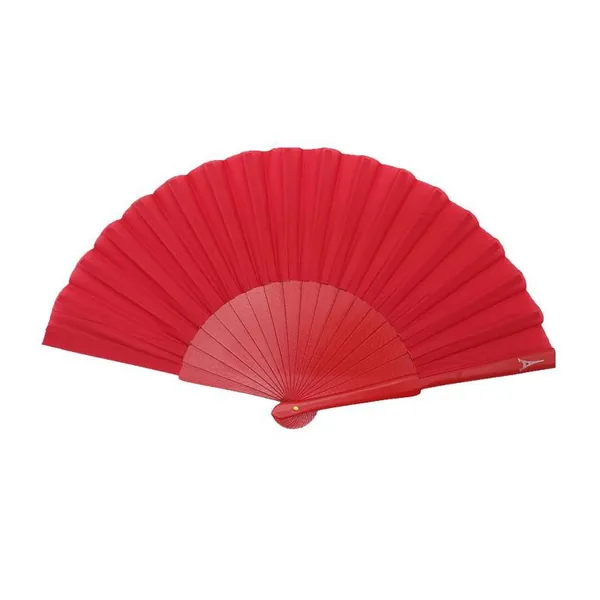 Rainbow wooden folding fan, black ribs — stock design 6